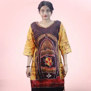 Yellow Hand Batik Tuli Long Top