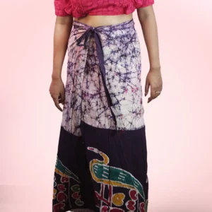 White Hand Batik Tuli Cotton Wrap Around Long Skirt