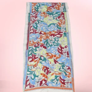 White Tussar Silk Kantha Dupatta