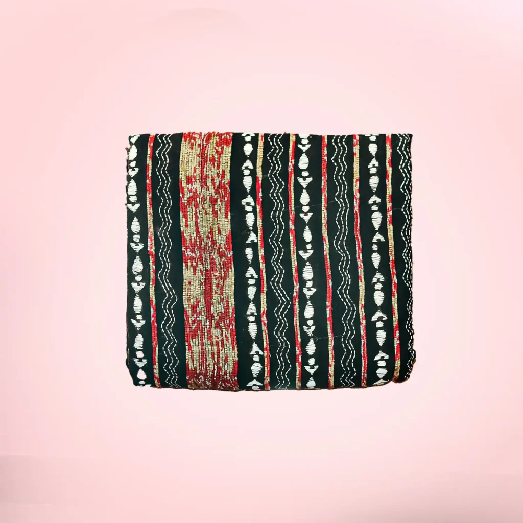 Black Cotton Khesh Kantha Saree with Unstitched Blouse