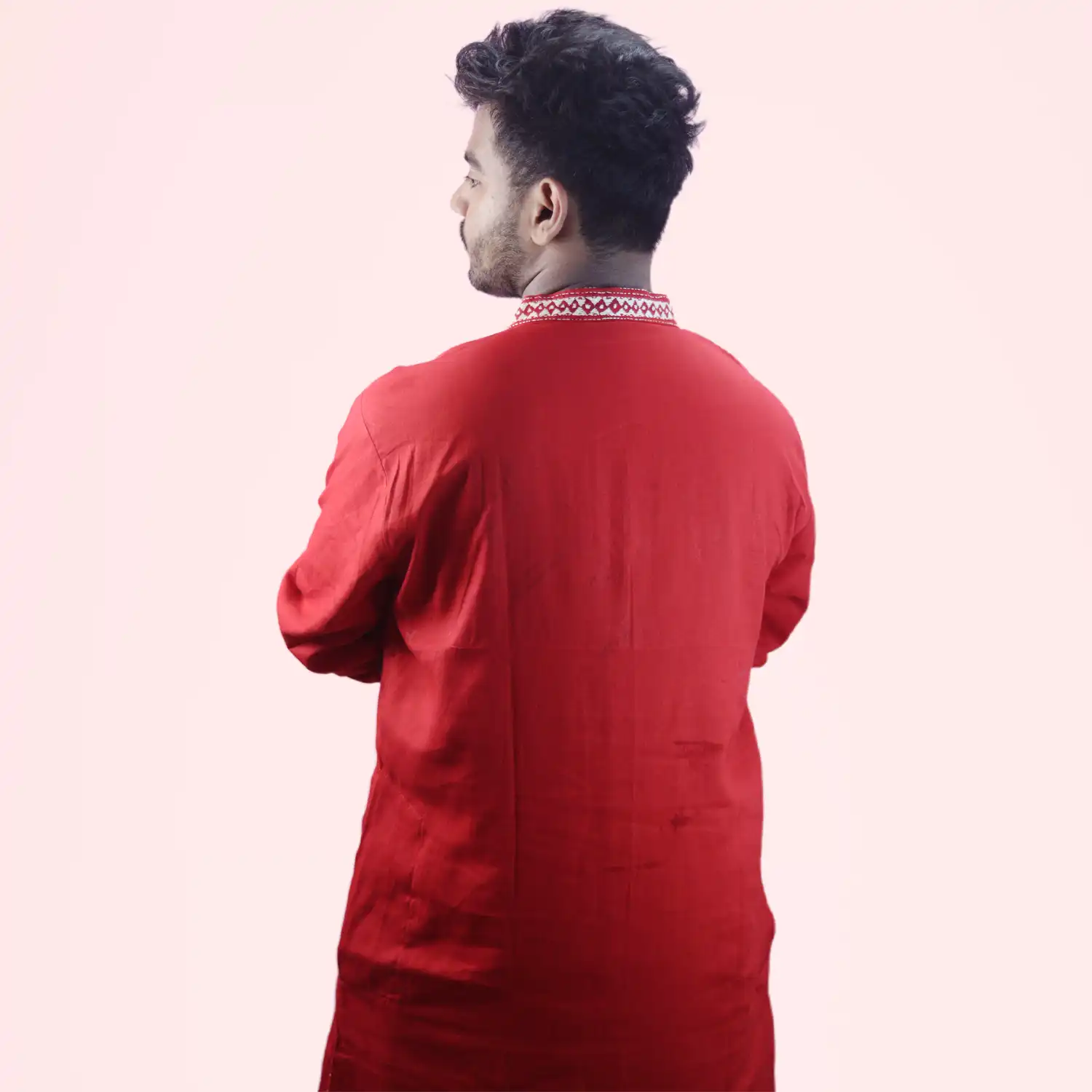 Red Cotton Hand Stitched Guti Punjabi - Image 3