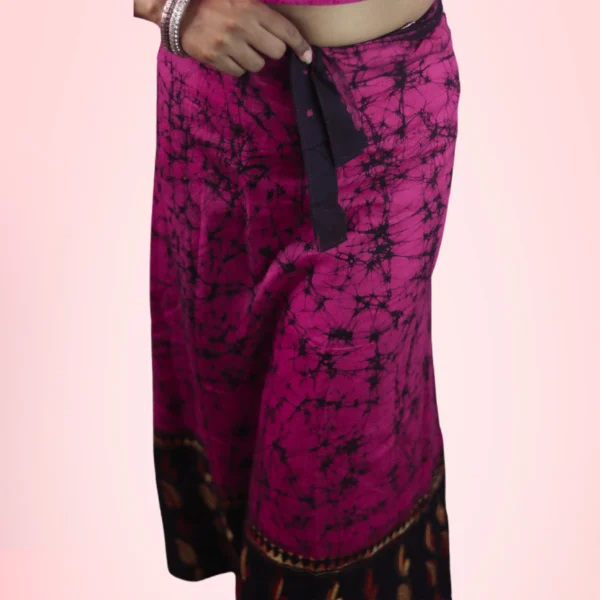 Women's Kantha Stitch Hand Batik Cotton Wrap Around Long Skirt - Image 3