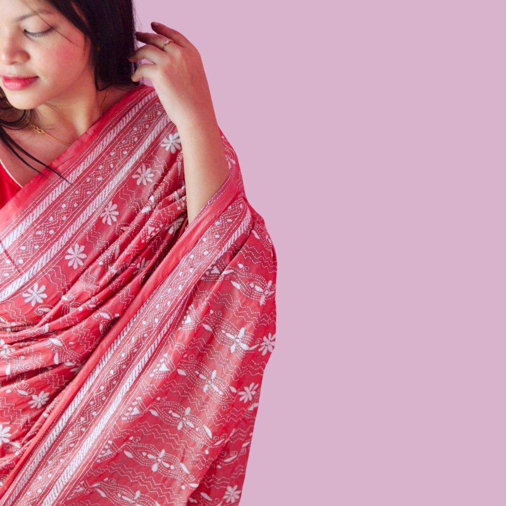 Premium Pink Bangalore Silk Saree with Unstitched Blouse | Rich Embroidery - Image 2